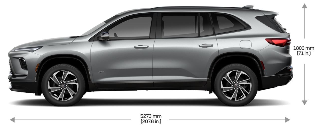 Side view of the 2025 Buick Enclave specifications.