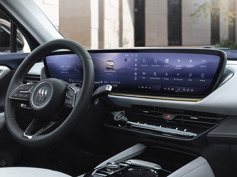 Front-side view of the Steering Wheel and Digital Dashboard in the 2025 Buick Envision Compact SUV.