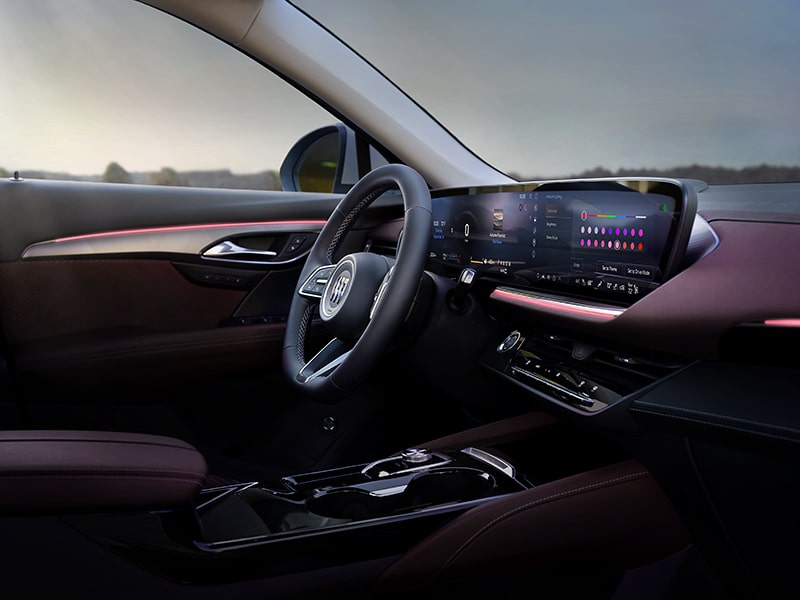 Side View of the Interior of a 2025 Buick Envision Compact SUV.