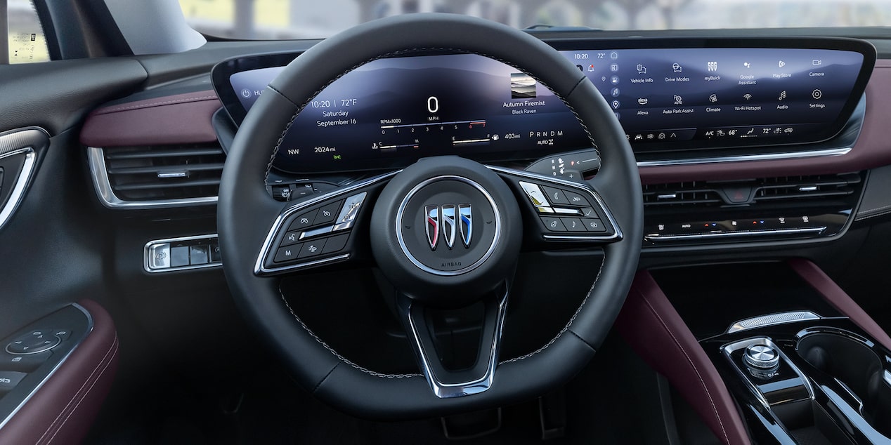 Close-up of the Steering Wheel on the 2025 Buick Envision Compact SUV.