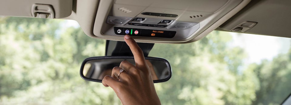 2019 Buick OnStar button on rear view mirror.